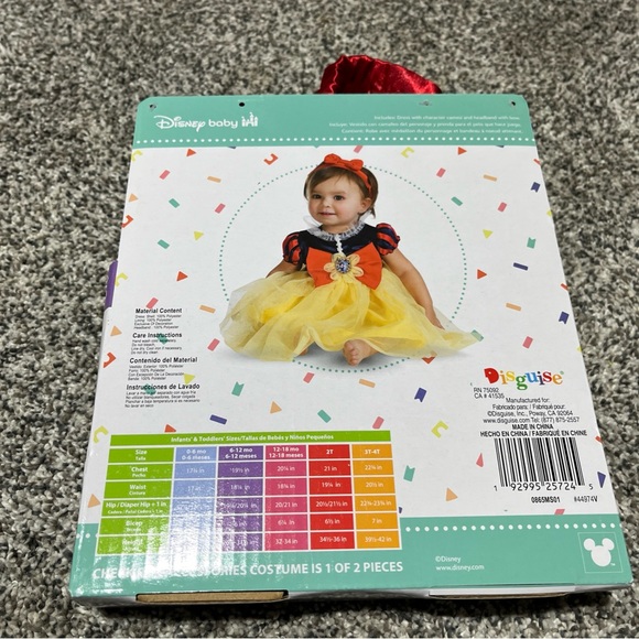 Snow White Costume Girls 12-18 Months Tutu Poof Sleeve Pendant Disney Baby New - Picture 3 of 6